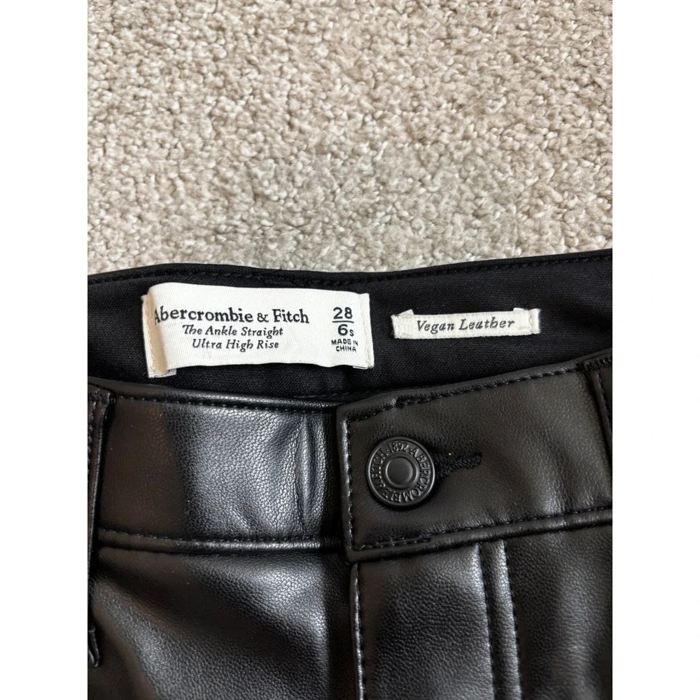 NWOT Abercrombie & Fitch Vegan Leather Pants 6S Black Ankle Ultra High Rise